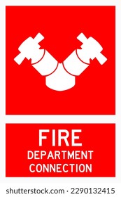 isolated department connection, fire safety symbols on red rectangle board notification sign for pictograms, icon, label, logo or package industry etc. flat style vector design.