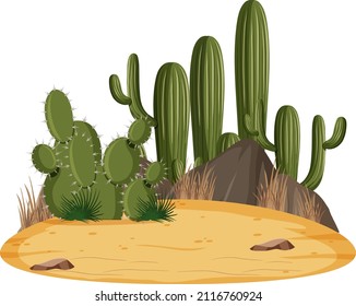 Isolated desert landscape with cactus   illustration