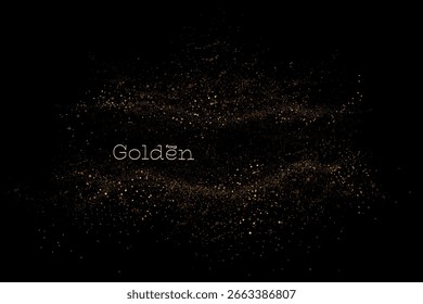 Componente de design isolado, requintado quadro dourado de tinsel brilhante no fundo preto