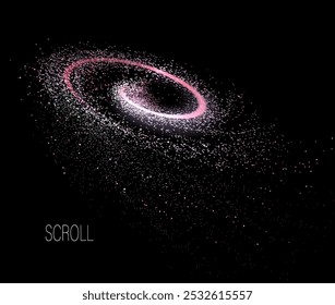 Isolated design component with shiny spiral, red arc.