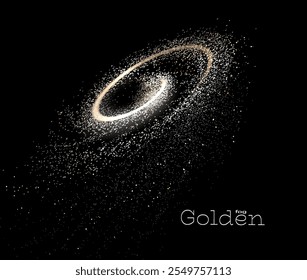Isolated design component with shiny spiral, golden arc.