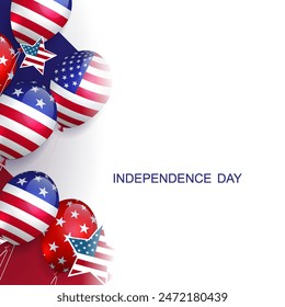 Isolated design component, silhouette of balloons with America flag.