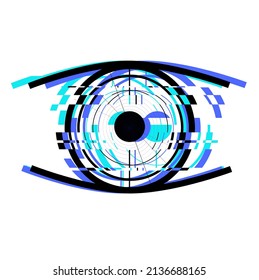 Diseño aislado de ojo cibernático, con efecto brillante