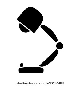 Isolated design of a desk lamp. Vector black and white illustration. Flat silhouette icon.