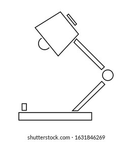 Isolated design of a desk lamp. Vector black and white illustration. Flat silhouette icon.