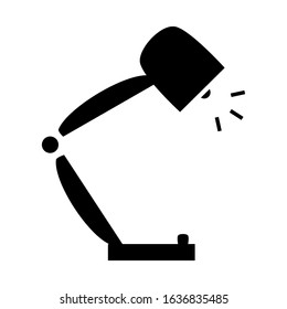 Isolated design of a desk lamp. Vector black and white illustration. Flat silhouette icon.