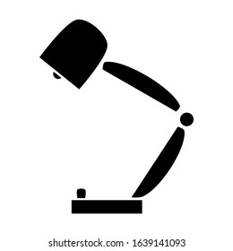 Isolated design of a desk lamp. Vector black and white illustration. Flat silhouette icon.
