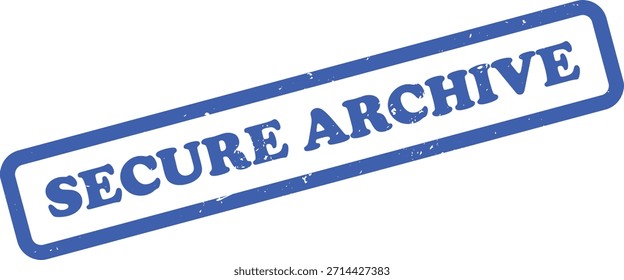 El diseño aislado muestra una impresión ligeramente angulada de un sello de goma azul con las palabras Archivar seguro sobre un fondo transparente.