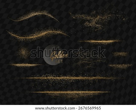 Isolated design element, exquisite golden abstract figure with glitter