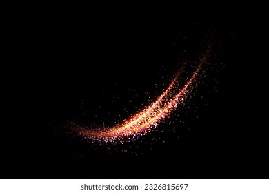 Isolated design element with shiny arc and bright glitter.