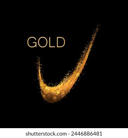 Isolated design element, shiny golden arc and glitter.