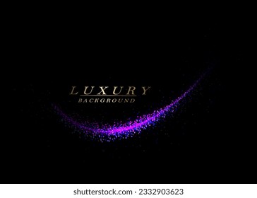 Isolated design element with shiny purple arc and bright glitter