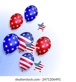 Elemento de diseño aislado, silueta de globos con adorno de la bandera de América.