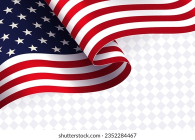Isolated design element with a silhouette of the wavy flag of America.