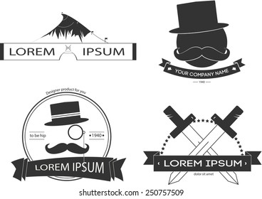 Isolated design elements for hipsters, Gore and swords