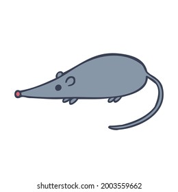 Isolated design with graphic silhouettes of grey mouse on white background. The design is perfectly suitable for clothes design, children decoration, stickers, stationary. 