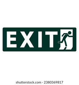 Isolated design label direction way of emergency exit, fire exit sign, exit building icon