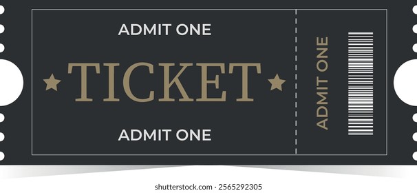 Isolated design of movie ticket, event, party.