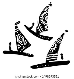 Isolated design with silhouettes of sailing vessel on white background. The design is perfectly suitable for clothes design, children decoration, stickers, stationary. 