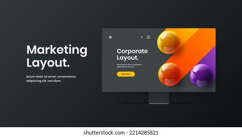Isolated desktop mockup web project layout. Colorful site vector design template.