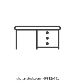 Isolated Desktop Outline Symbol On Clean Background. Vector Desk Element In Trendy Style.