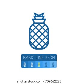 Isolated Dessert Outline. Ananas Vector Element Can Be Used For Ananas, Pineapple, Dessert Design Concept.