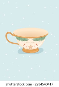 Isolación detallada de navidad vacía taza de té Vector ilustración