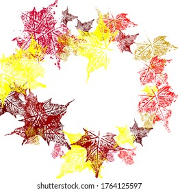 Isolated detailed realistic leaf from tree or plant. Vector illustration of Red, orange, yellow ivy hand-drawn.