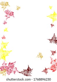 Isolated detailed realistic leaf from tree or plant. Vector illustration of Red, orange, yellow ivy hand-drawn.