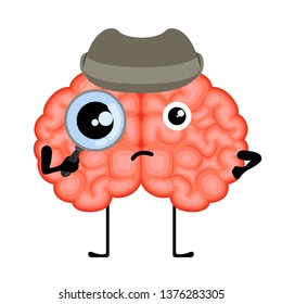 Isolated detective brain cartoon. Vector illustration design