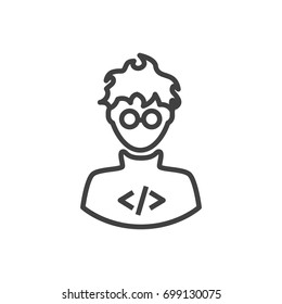 Isolated Developer Outline Symbol On Clean Background. Vector Programmer Element In Trendy Style.