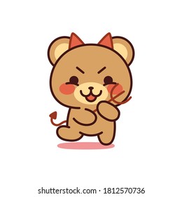 Isolated devil bear kawaii. Emoji of a bear - Vector