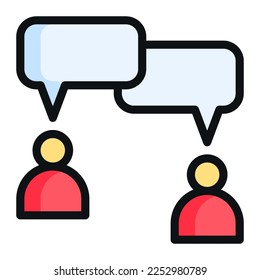 Isolated dialogue in outline color icon on white background. Interview, chatting, conversation, discussing