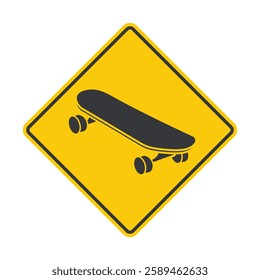 Isolated diamond road safety sign : skateboard lane, skate part icon label 