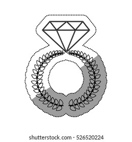 Isolated diamond and wreath design