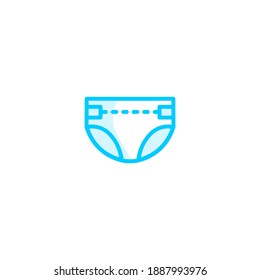 Isolated diaper icon vector outline blue color.