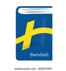 Isolated dictionary with the swedish flag and text