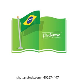 Isolated dictionary with text and the brazilian flag