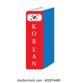 Isolated dictionary with text and the flag of south korea on a white background