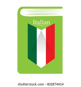 Isolated dictionary with text and the italian flag