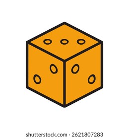 Isolated die displays numbers outline background games