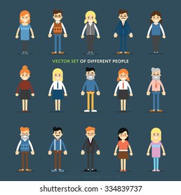 Isolated different vector people characters. Cartoon people profile set