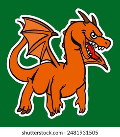 Isolated dinosaur flying sticker cartoon illustration