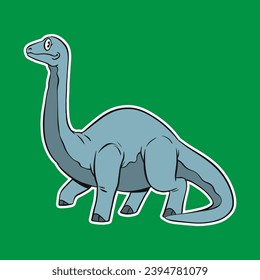Isolated Dinosaur Standing Cartoon Illustration with Green Background