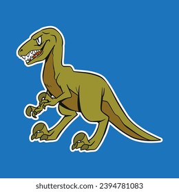 Isolated Dinosaur Standing Cartoon Illustration with Blue Background