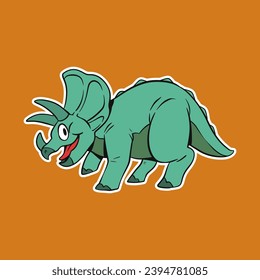 Isolated Dinosaur Standing Cartoon Illustration with Yellow Background