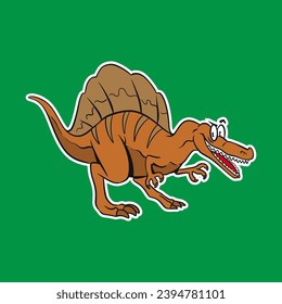 Isolated Dinosaur Standing Cartoon Illustration with Green Background