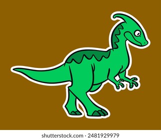 Isolated Dinosaur Standing Sticker Cartoon Illustration