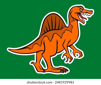 Isolated Dinosaur Standing Sticker Cartoon Illustration