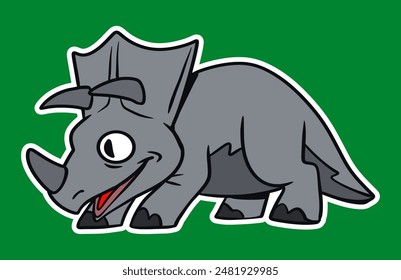 Isolated Dinosaur Standing Sticker Cartoon Illustration